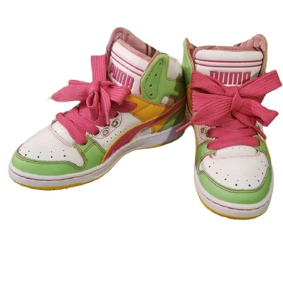 Puma High Tops Size US 6 Pink Green Yellow - Picture 6 of 7